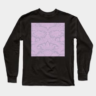 Pink on Lilac Medieval Damask Scrolls Long Sleeve T-Shirt